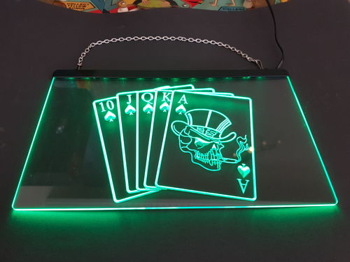 Poker LED Schild - Grün