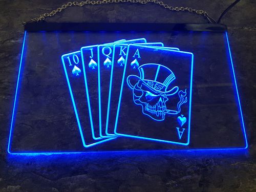 Poker LED Schild - Blau